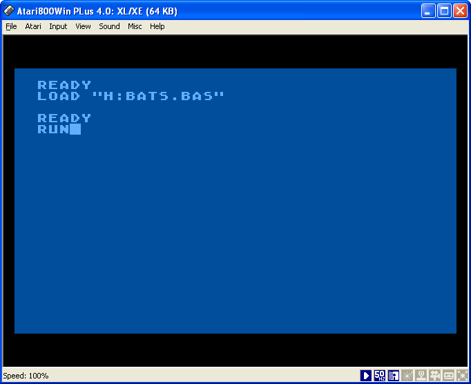 Atari Bats BASIC file load