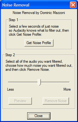 Audacity Noise Removal Dialog