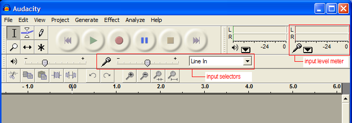 Audacity Toolbar Input Controls