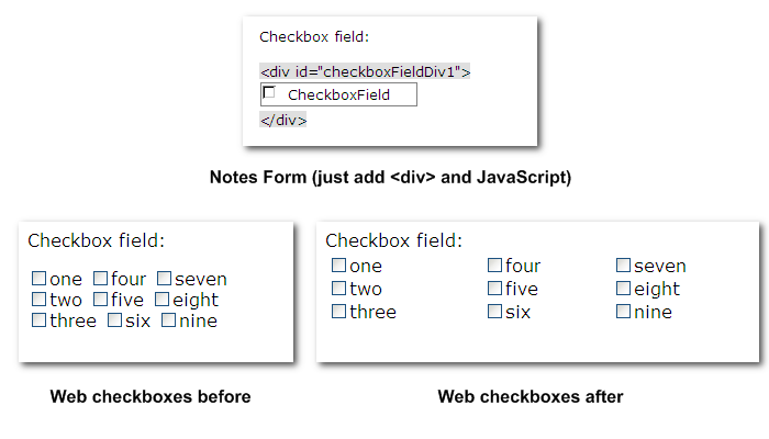 Domino checkbox fields before and after