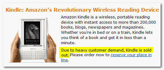 Amazon Kindle is sold out