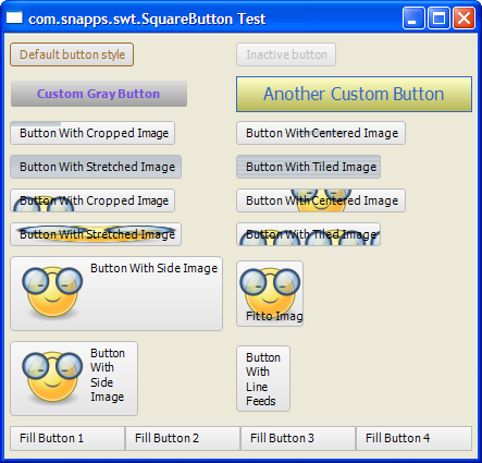 SWT SquareButton Custom Test Dialog